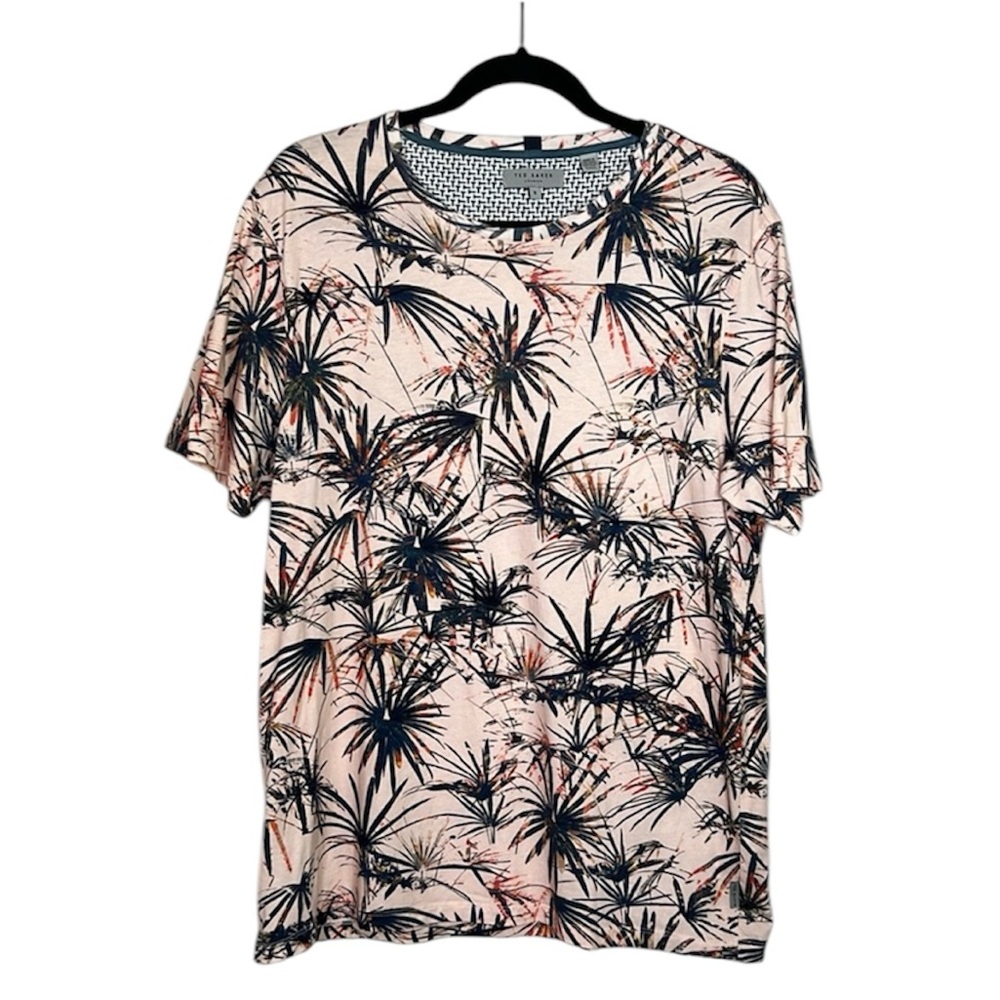 TED BAKER LONDON 100% cotton Men's York Tropical Tee in Pink size 5